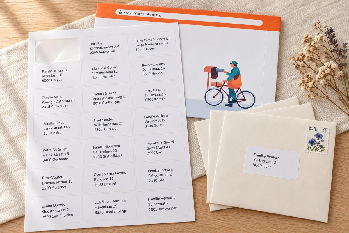 Voorbeeld adresetiketten Mailbook