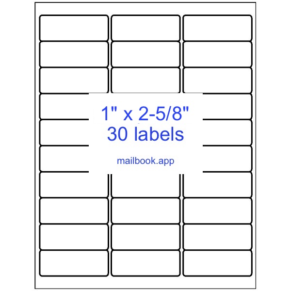 Avery® 8160® Address Labels compatible template Avery® 8160 - 30 labels per sheet template